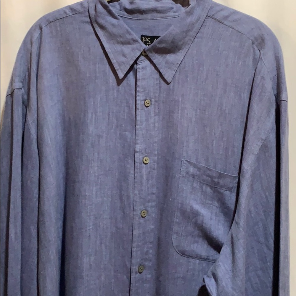 Jos A BANKS DRESS SHIRT SZ XXL CHAMBRAY BLUE LINEN